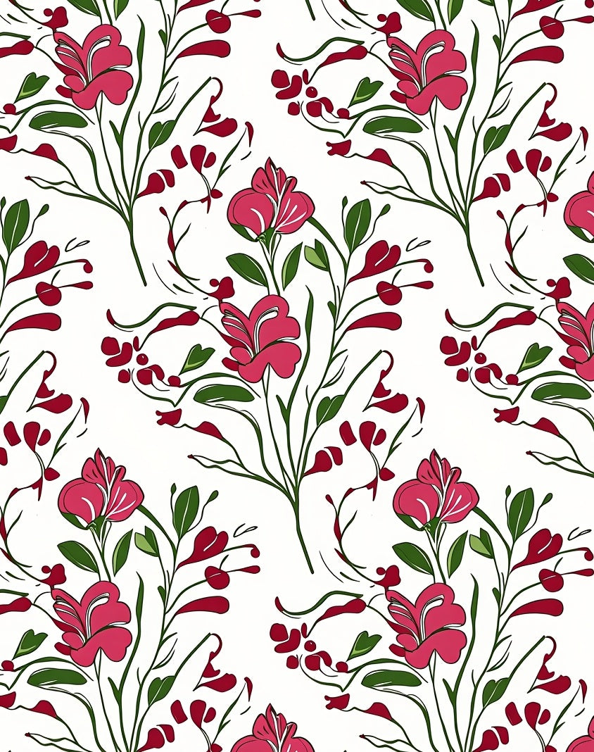 Delicate Flora Pattern With Pink Flowers Rug