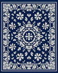 Classic Navy Floral Mandala Design Rug