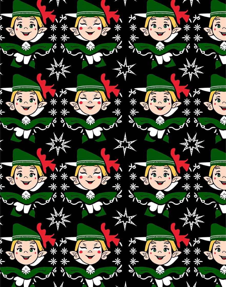 Whimsical Elf Christmas Starry Night Rug