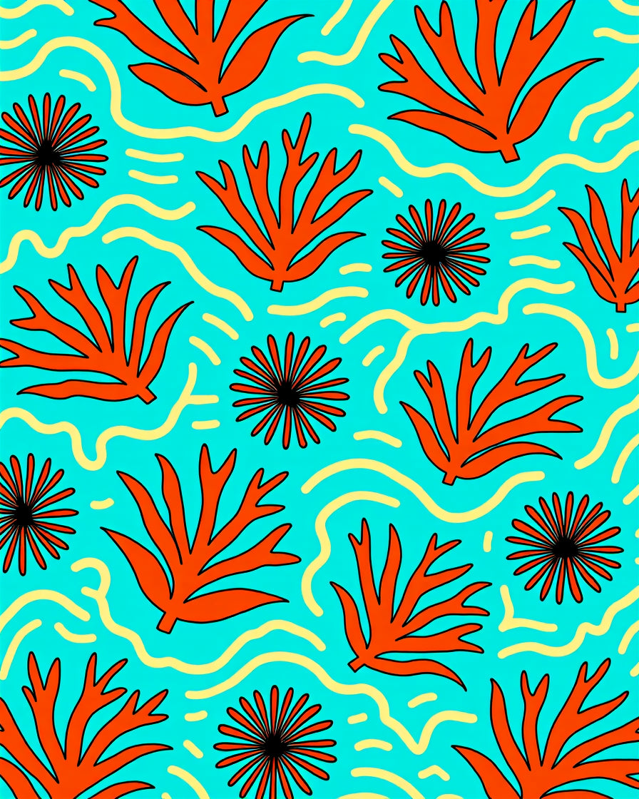 Bold Coral Wave Graphic Pattern Rug