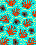Bold Coral Wave Graphic Pattern Rug