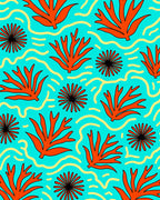 Bold Coral Wave Graphic Pattern Rug