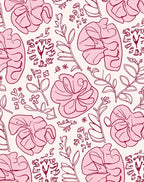 Whimsical Floral Outline Pattern Rug