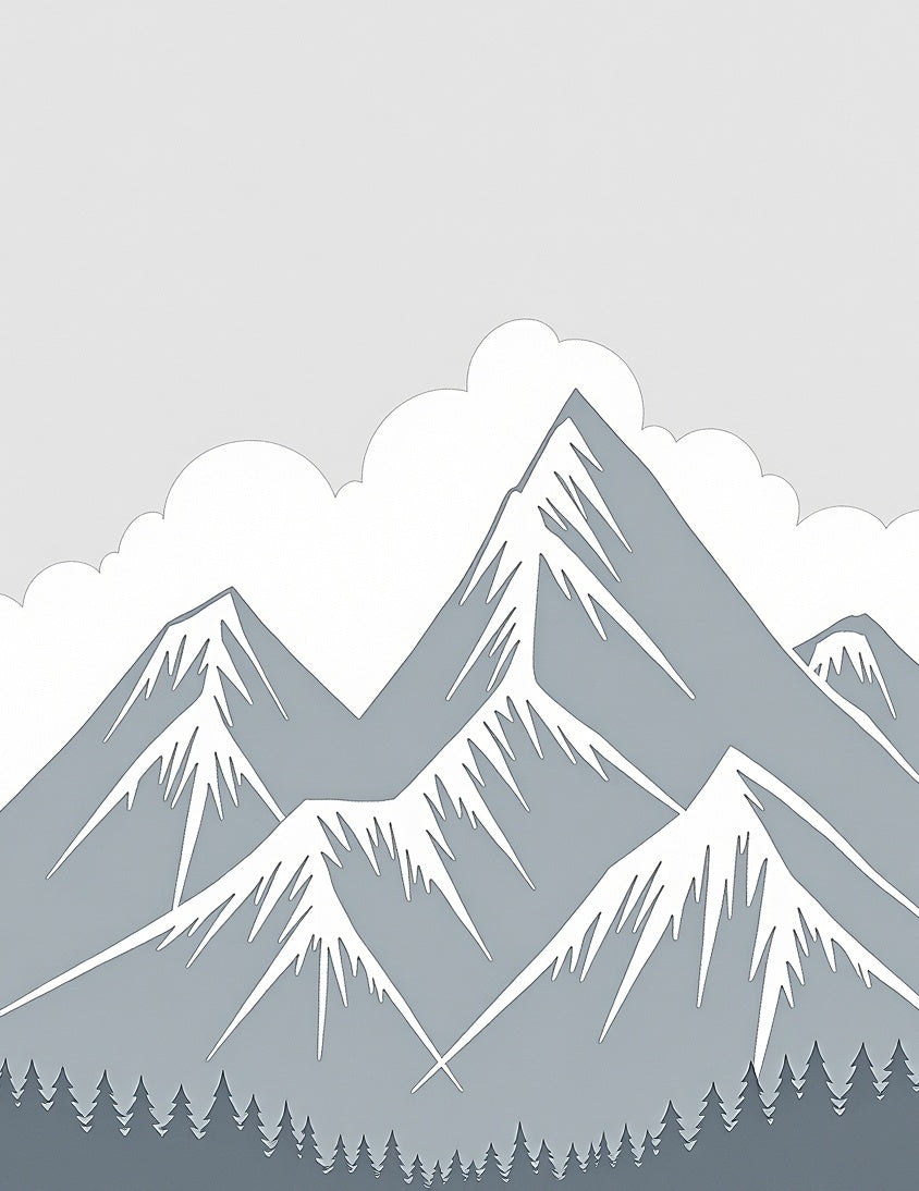 Misty Mountain Range Graphic Art Rug