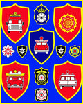 Red Fire Truck Emblem Collection Rug