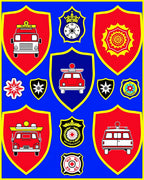 Red Fire Truck Emblem Collection Rug