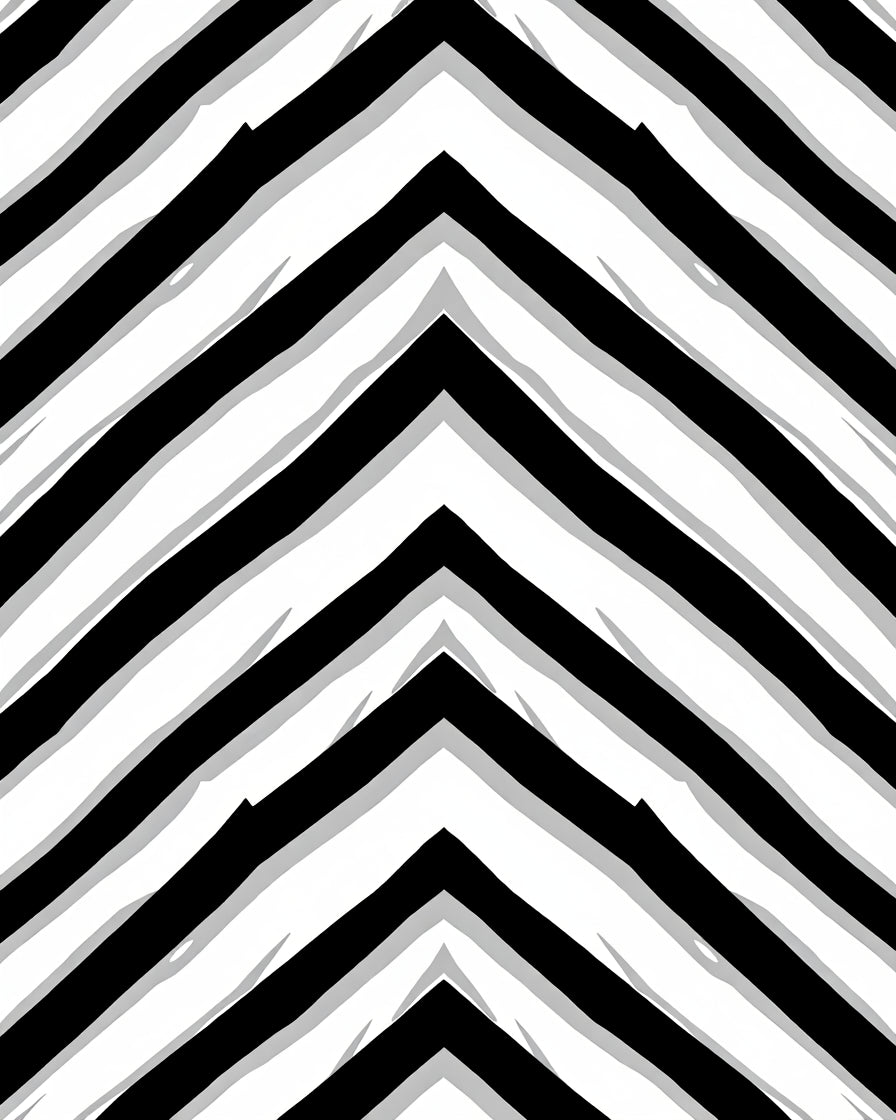 Bold Black White Chevron Design Rug