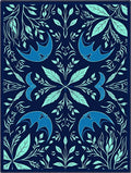 Deep Blue Bird Woodland Rug