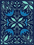 Deep Blue Bird Woodland Rug
