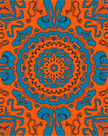 Vibrant Orange Teal Mandala Pattern Rug