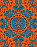 Vibrant Orange Teal Mandala Pattern Rug
