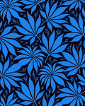 Bold Blue Leafy Pattern Rug