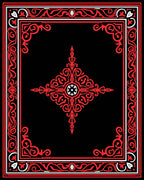 Bold Red White Ornamental Design Rug