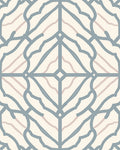 Soft Blue Geometric Fan Pattern Rug