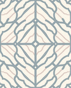 Soft Blue Geometric Fan Pattern Rug