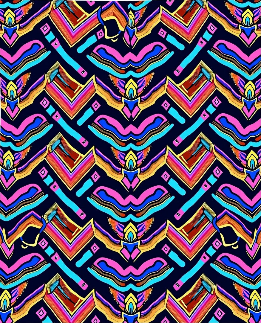 Vibrant Geometric Wave Pattern Rug