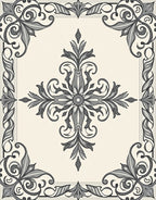 Ornate Floral Scrollwork Design Rug
