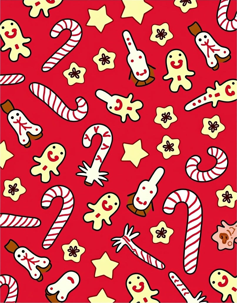 Whimsical Christmas Cookie Candy Cane Stars Rug
