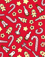 Whimsical Christmas Cookie Candy Cane Stars Rug