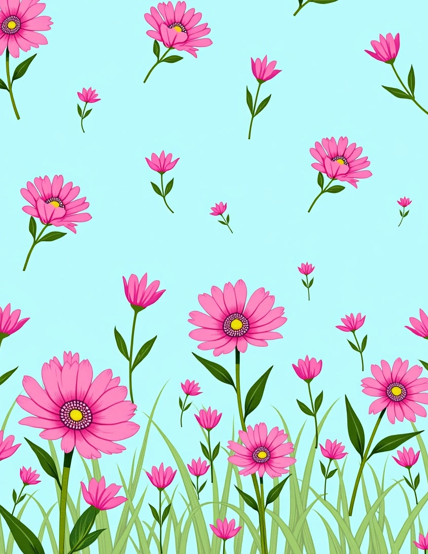 Whimsical Pink Floral Garden Rug