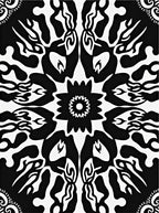 Bold Symmetrical Black White Pattern Rug