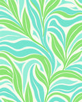 Aqua Green Swirl Leaf Pattern Rug