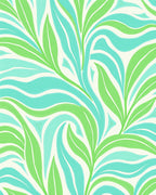 Aqua Green Swirl Leaf Pattern Rug