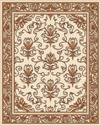 Ornate Floral Damask Scroll Pattern Rug