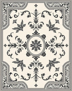 Vintage Floral Scrollwork Pattern Rug