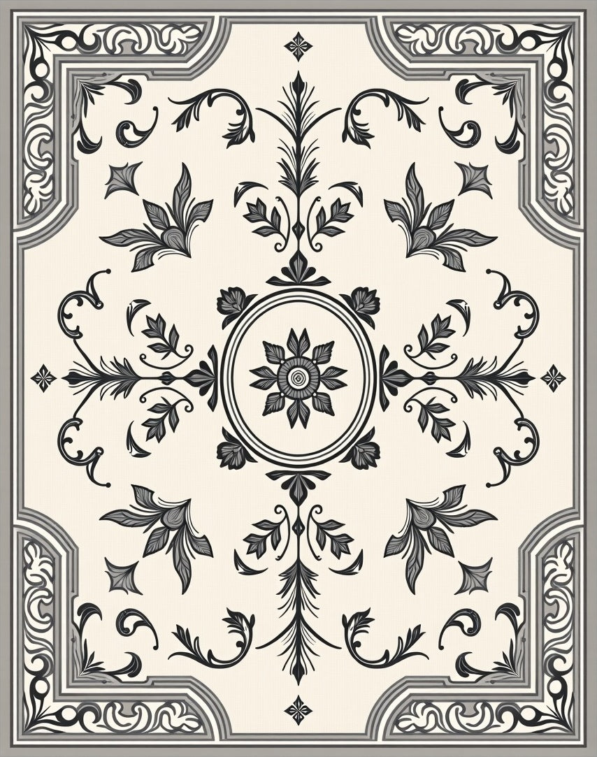 Vintage Floral Scrollwork Pattern Rug