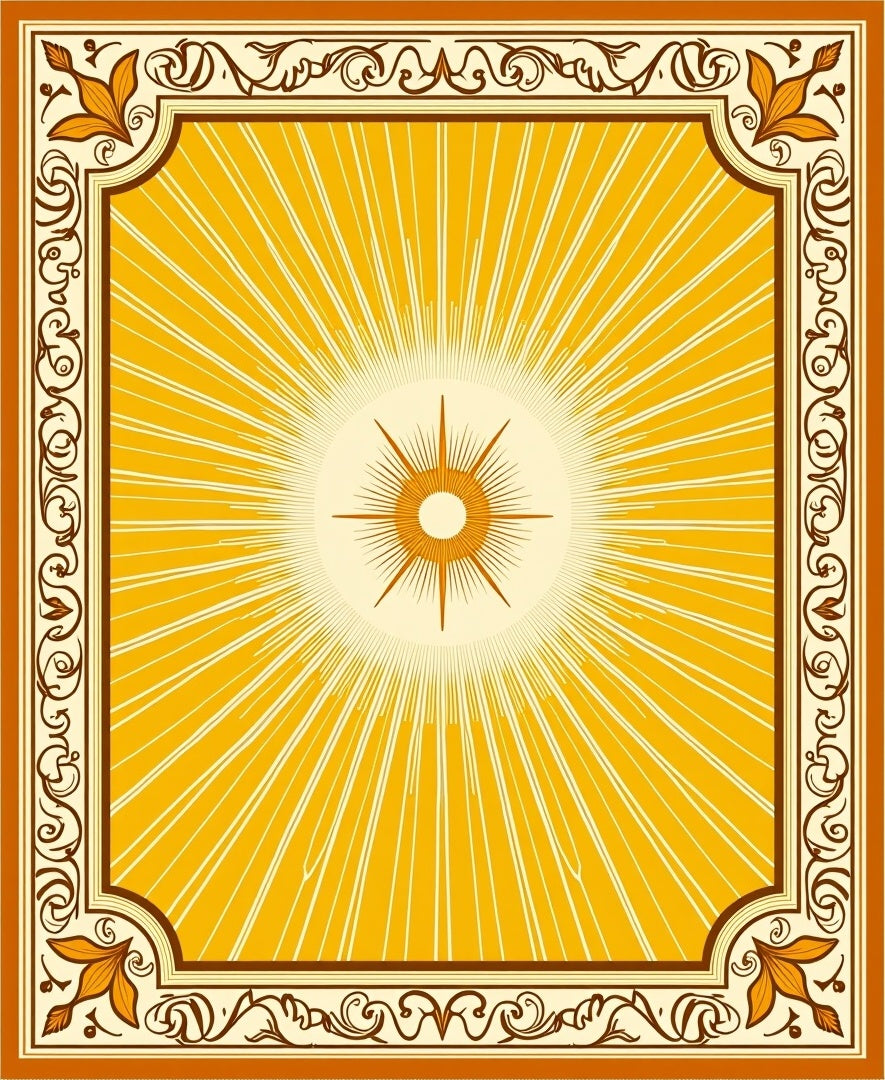 Radiant Sunburst Ornate Border Rug