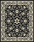 Elegant Black Floral Intricate Design Rug