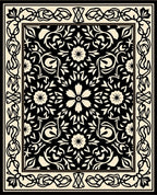Elegant Black Floral Intricate Design Rug