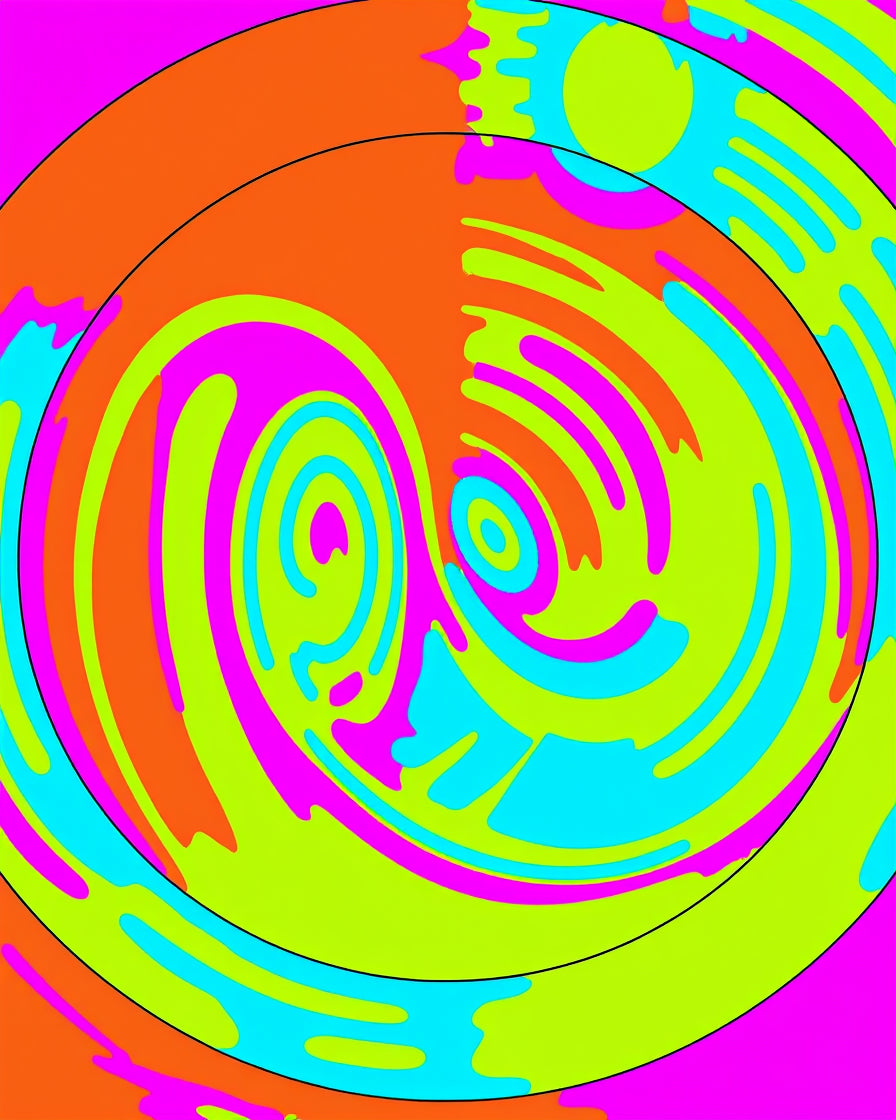 Vibrant Swirls Abstract Neon Rug