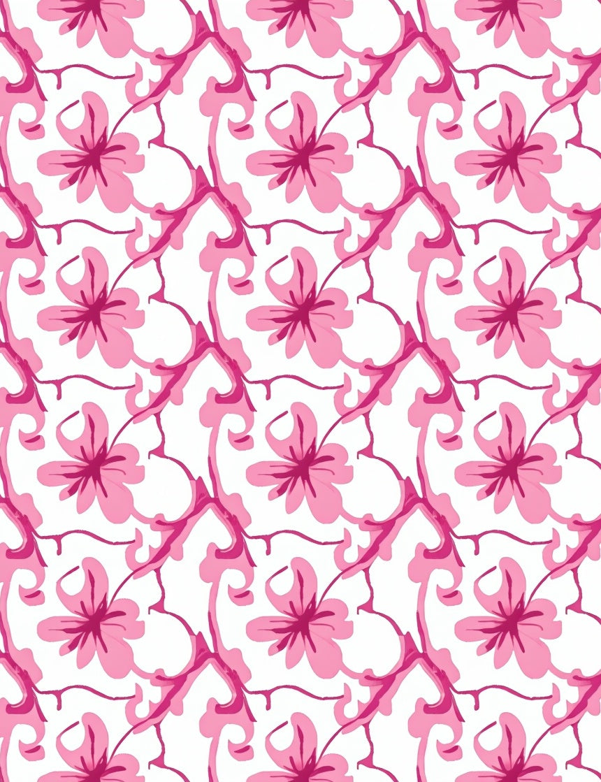 Pink Floral Vine Pattern Rug