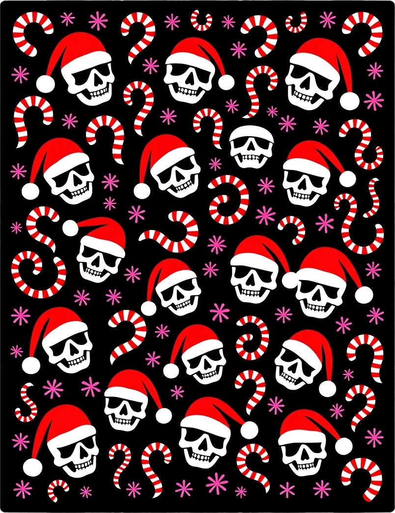 Jolly Skull Candy Cane Snowflakes Rug