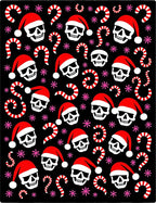 Jolly Skull Candy Cane Snowflakes Rug