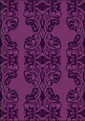 Plum Floral Scroll Pattern Rug