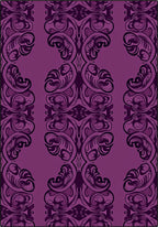 Plum Floral Scroll Pattern Rug
