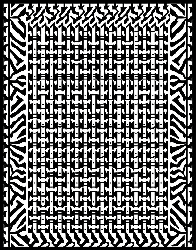 Monochromatic Abstract Tribal Pattern Rug