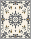 Ornate Floral Medallion Gray Gold Rug