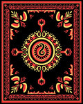 Bold Red Yellow Circular Tribal Design Rug