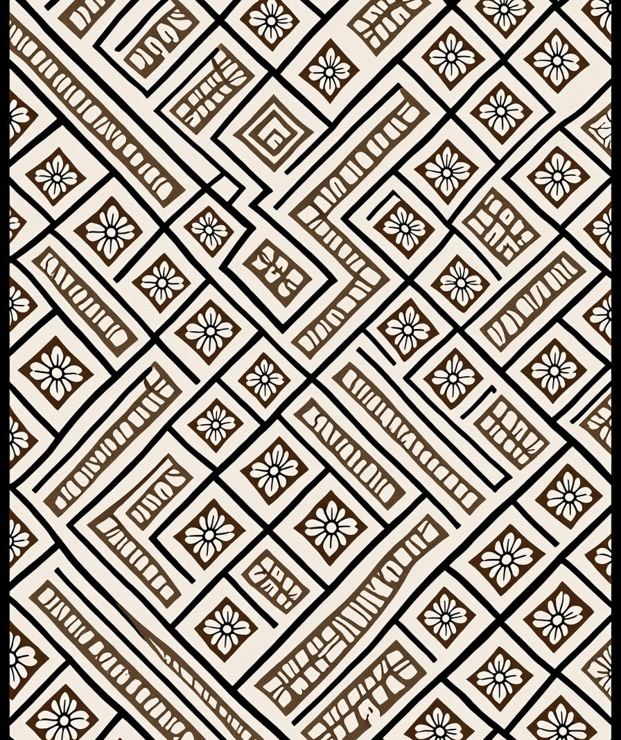 Geometric Floral Diamond Pattern Rug