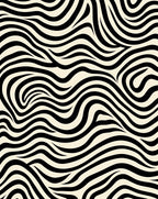 Wavy Black Cream Stripe Rug