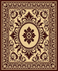 Ornate Brown Floral Medallion Pattern Rug