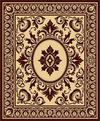 Ornate Brown Floral Medallion Pattern Rug