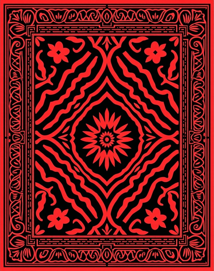 Bold Abstract Floral Frame Rug