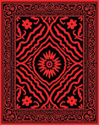 Bold Abstract Floral Frame Rug