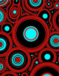 Abstract Red Cyan Concentric Circles Design Rug