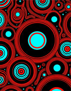Abstract Red Cyan Concentric Circles Design Rug